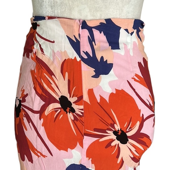 NEW Le Salty Label Pink Tropical Floral Sarong Tie Waist Wrap Midi Skirt - S - Picture 7 of 12